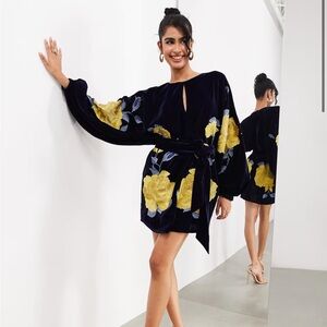 Floral Velvet Wrap Dress